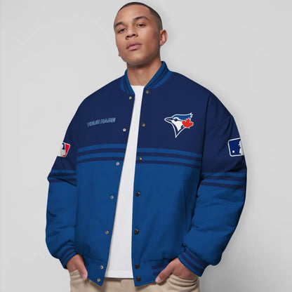 LIMITED EDITION - NEW CUSTOMIZED MLB12 TBJ TORONTO BLUE JAYS BASEBALL JACKET, SATIN VARSITY JACKET