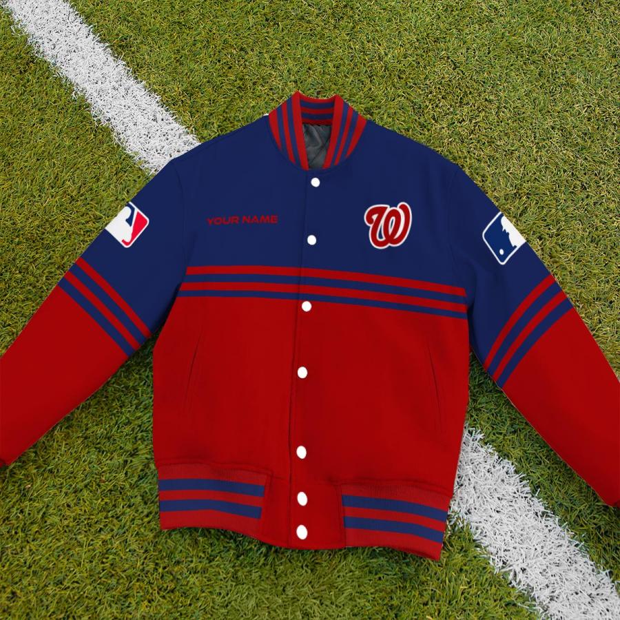 LIMITED EDITION - NEW CUSTOMIZED MLB28 WNS WASHINGTON NATIONALS BASEBALL JACKET, SATIN VARSITY JACKET