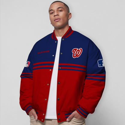 LIMITED EDITION - NEW CUSTOMIZED MLB28 WNS WASHINGTON NATIONALS BASEBALL JACKET, SATIN VARSITY JACKET