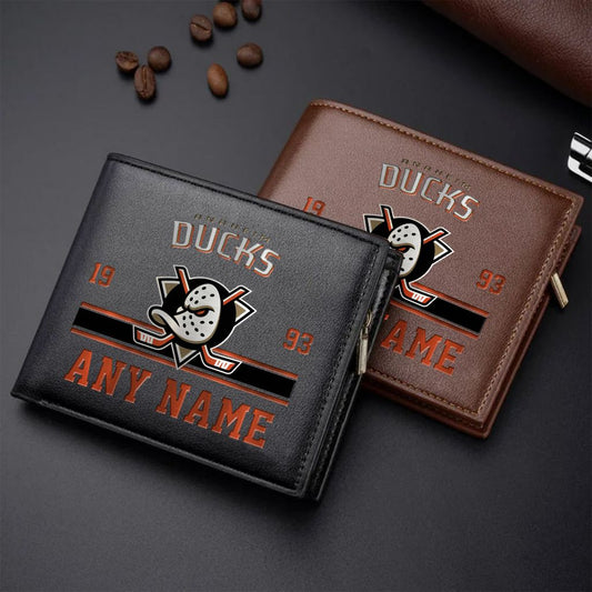 LIMITED EDITION - NEW CUSTOMIZED NHL09 AHD ANAHEIM DUCKS LEATHER WALLET