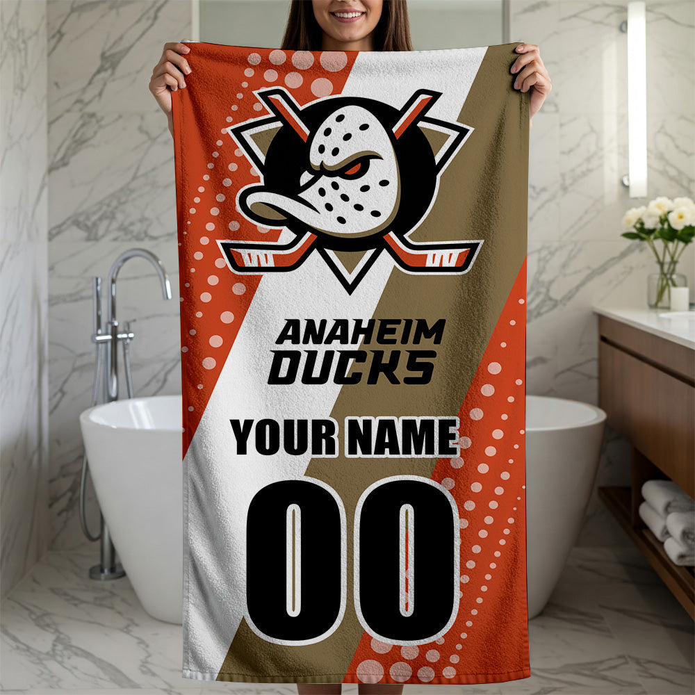 LIMITED EDITION - NEW CUSTOMIZED NHL09 AHD ANAHEIM DUCKS BEACH & BATH TOWEL