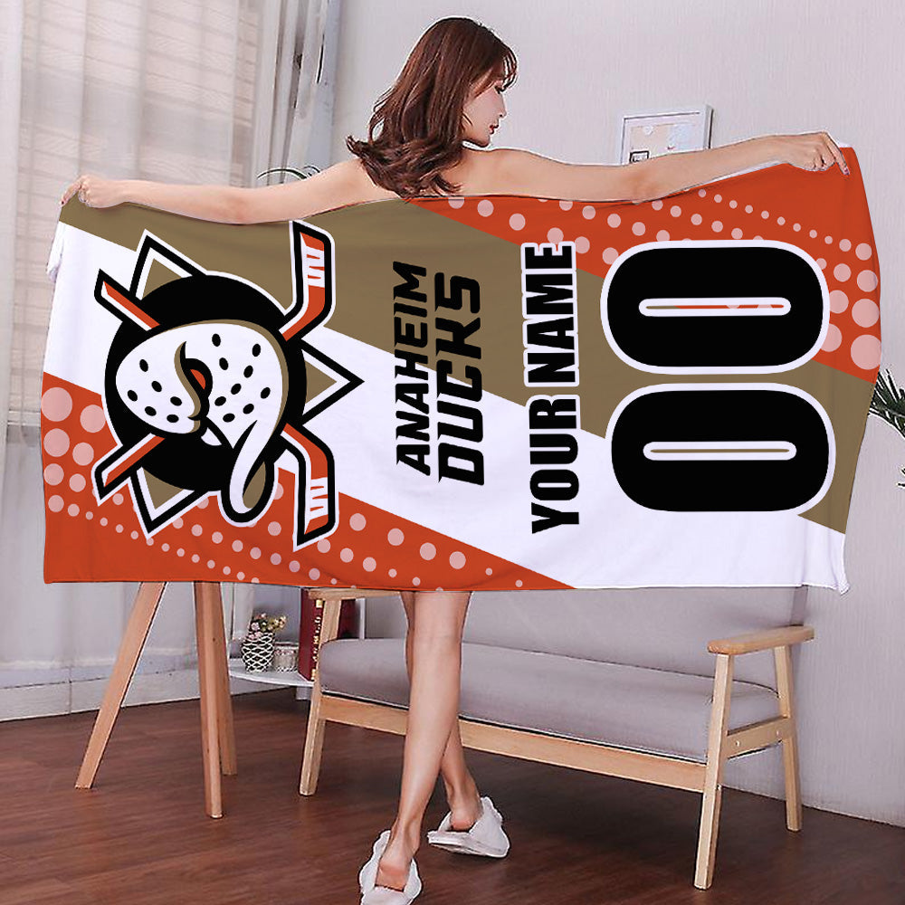 LIMITED EDITION - NEW CUSTOMIZED NHL09 AHD ANAHEIM DUCKS BEACH & BATH TOWEL