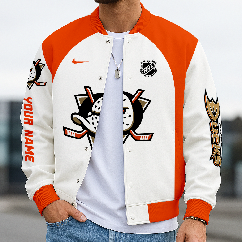LIMITED EDITION - NEW CUSTOMIZED NHL09 AHD ANAHEIM DUCKS SATIN VARSITY JACKET & BASEBALL JACKET