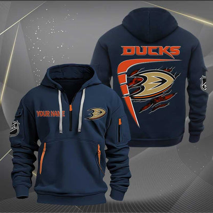 LIMITED EDITION - NEW CUSTOMIZED NHL09 AHD ANAHEIM DUCKS QUARTER ZIP HOODIE