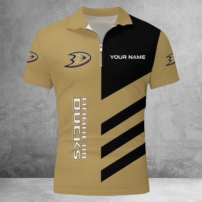 LIMITED EDITION - NEW CUSTOMIZED NHL09 AHD ANAHEIM DUCKS ZIP POLO SHIRT