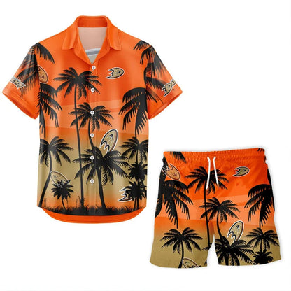 LIMITED EDITION - NEW CUSTOMIZED NHL09 AHD ANAHEIM DUCKS UNISEX HAWAIIAN SHIRT & SHORTS SET