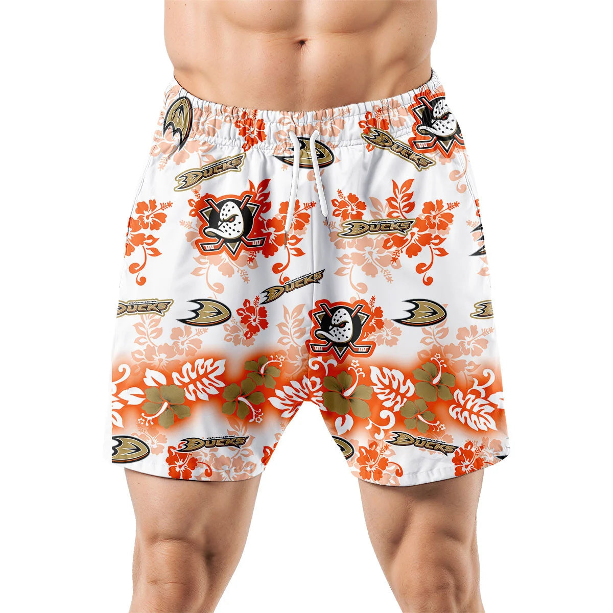 LIMITED EDITION - NEW CUSTOMIZED NHL09 AHD ANAHEIM DUCKS UNISEX HAWAIIAN SHIRT & SHORTS SET