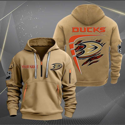 LIMITED EDITION - NEW CUSTOMIZED NHL09 AHD ANAHEIM DUCKS QUARTER ZIP HOODIE