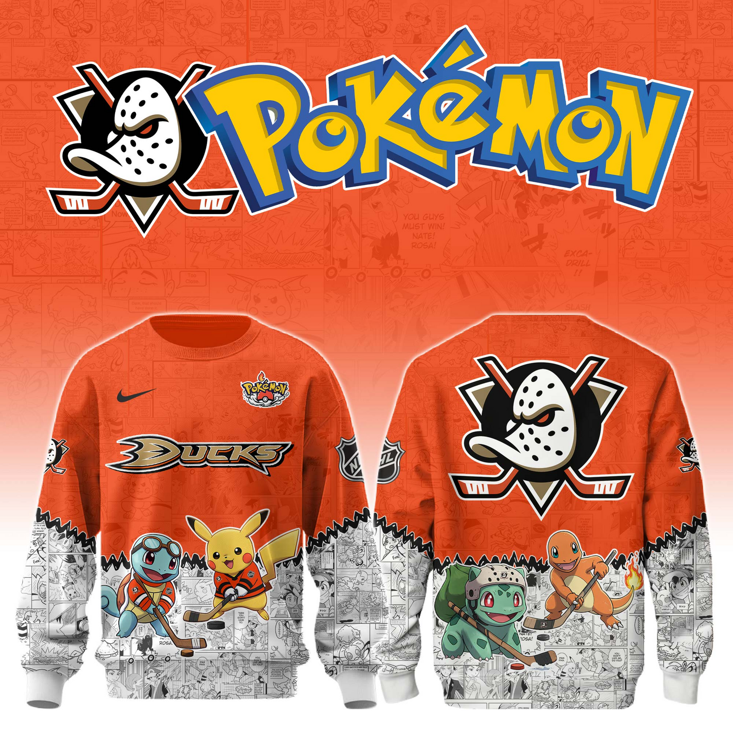 LIMITED EDITION - NEW CUSTOMIZED NHL09 AHD ANAHEIM DUCKS X POKÉMON T-SHIRT, SWEATSHIRT, HOODIE & ZIP HOODIE