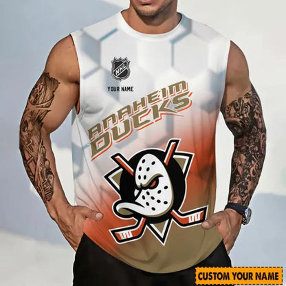 LIMITED EDITION - NEW CUSTOMIZED NHL09 AHD ANAHEIM DUCKS TANK TOP & GYM SHIRT
