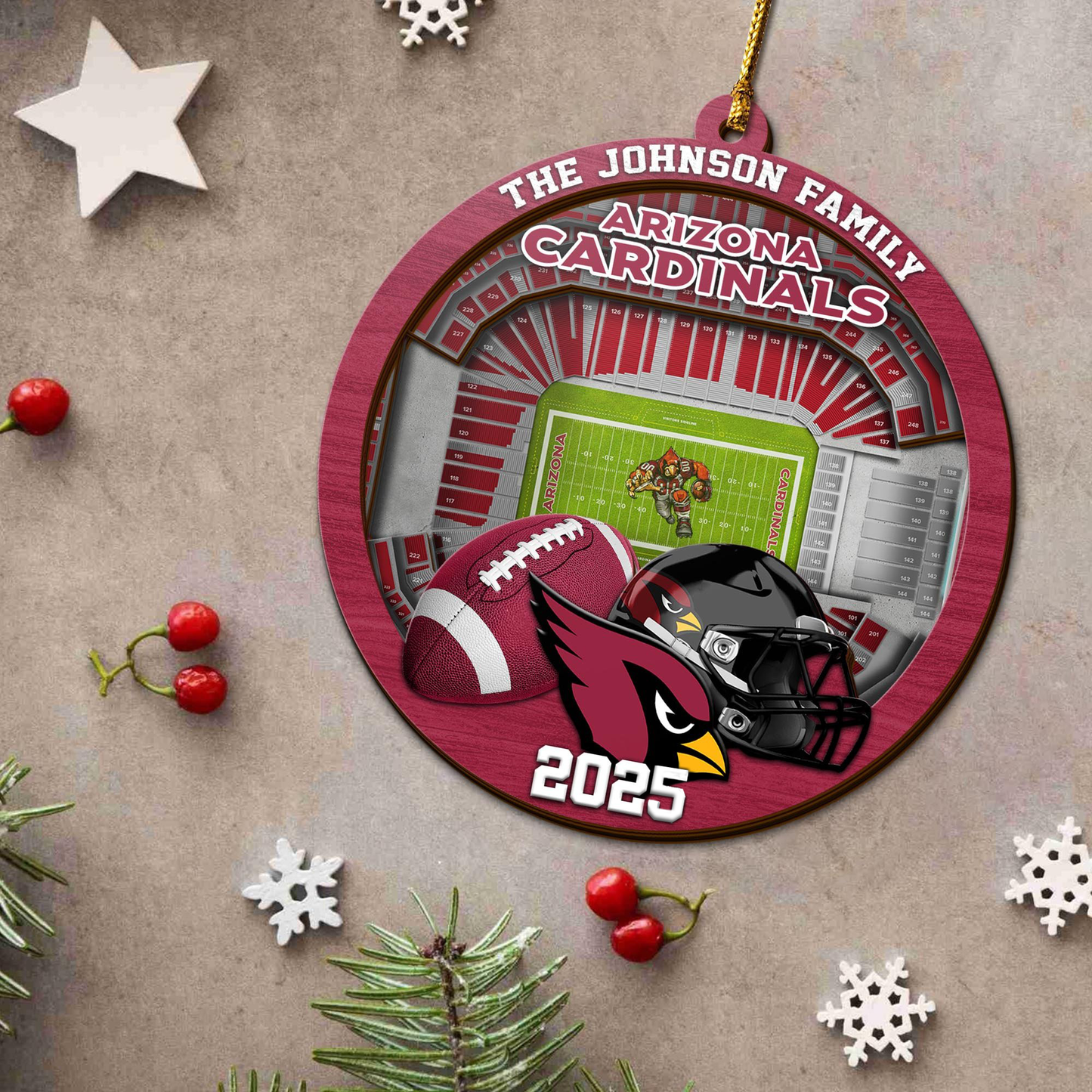 LIMITED EDITION - NEW CUSTOMIZED NFL20 ARC ARIZONA CARDINALS ORNAMENT