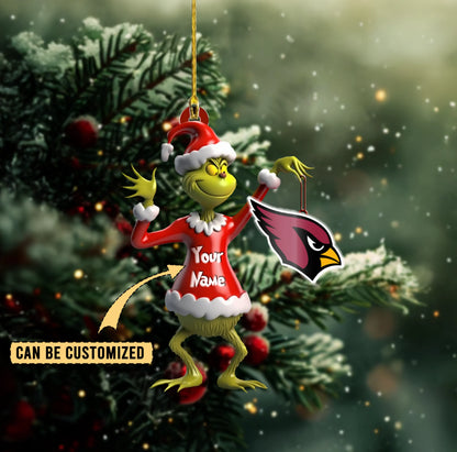 LIMITED EDITION - NEW CUSTOMIZED NFL20 ARC ARIZONA CARDINALS THE GRINCH ACRYLIC ORNAMENT