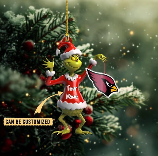 LIMITED EDITION - NEW CUSTOMIZED NFL20 ARC ARIZONA CARDINALS THE GRINCH ACRYLIC ORNAMENT