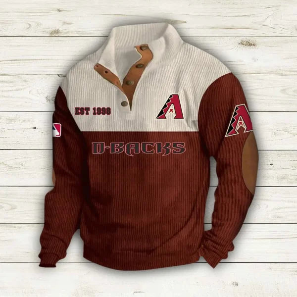 [FLASH SALE] NEW CUSTOMIZED MLB07 ADS ARIZONA DIAMONDBACKS BUTTON SWEATSHIRTS STAND COLLAR