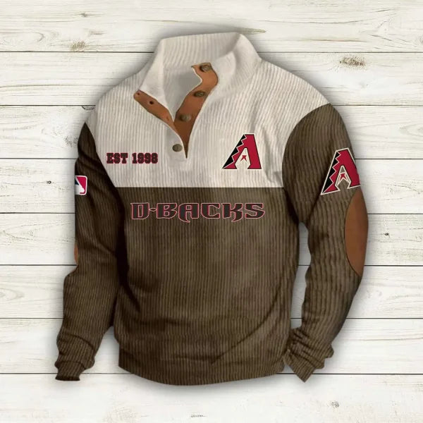 [FLASH SALE] NEW CUSTOMIZED MLB07 ADS ARIZONA DIAMONDBACKS BUTTON SWEATSHIRTS STAND COLLAR