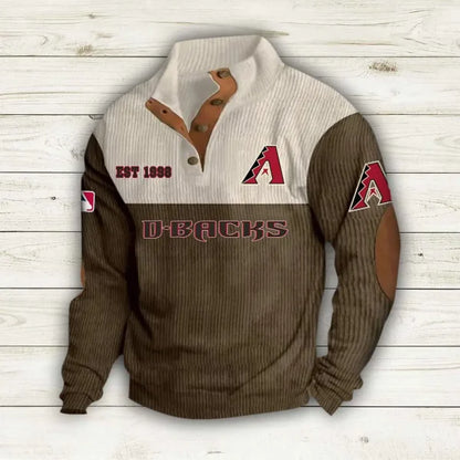 [FLASH SALE] NEW CUSTOMIZED MLB07 ADS ARIZONA DIAMONDBACKS BUTTON SWEATSHIRTS STAND COLLAR