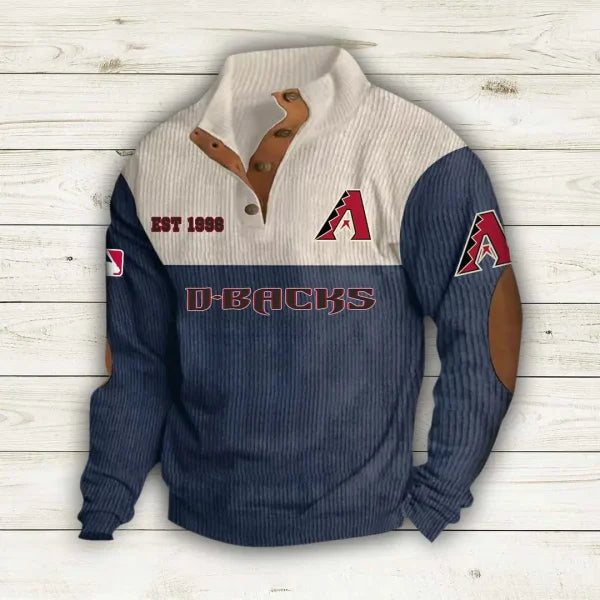 [FLASH SALE] NEW CUSTOMIZED MLB07 ADS ARIZONA DIAMONDBACKS BUTTON SWEATSHIRTS STAND COLLAR