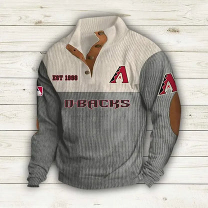[FLASH SALE] NEW CUSTOMIZED MLB07 ADS ARIZONA DIAMONDBACKS BUTTON SWEATSHIRTS STAND COLLAR