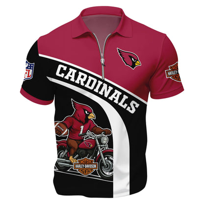 LIMITED EDITION - NEW CUSTOMIZED NFL20 ARC ARIZONA CARDINALS HARLEY-DAVIDSON POLO WITH ZIPPER SHIRT