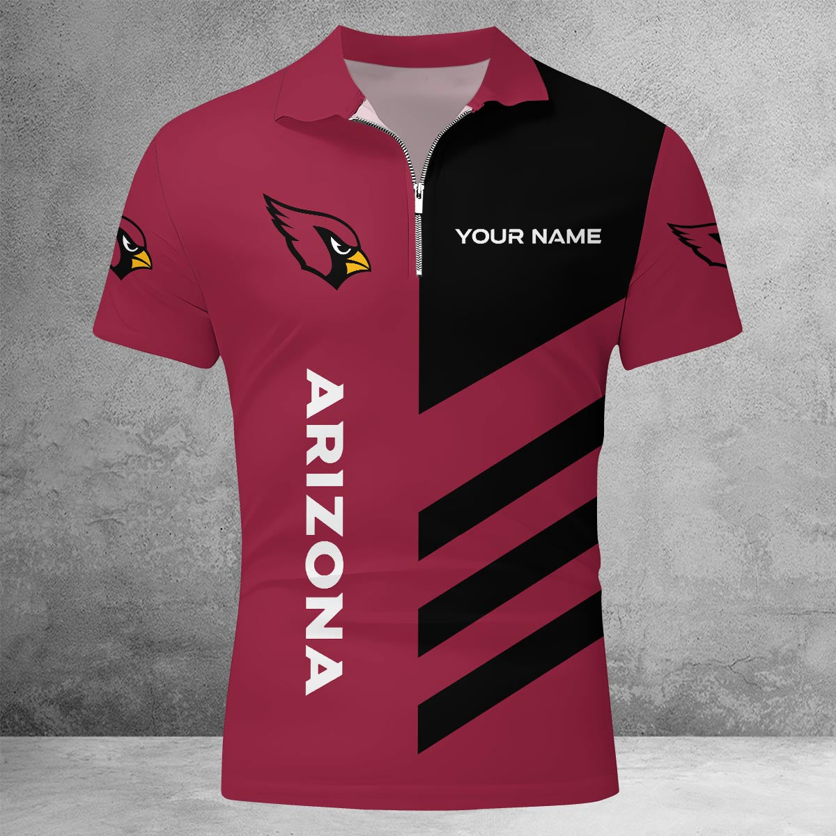 LIMITED EDITION - NEW CUSTOMIZED NFL20 ARC ARIZONA CARDINALS ZIP POLO SHIRT