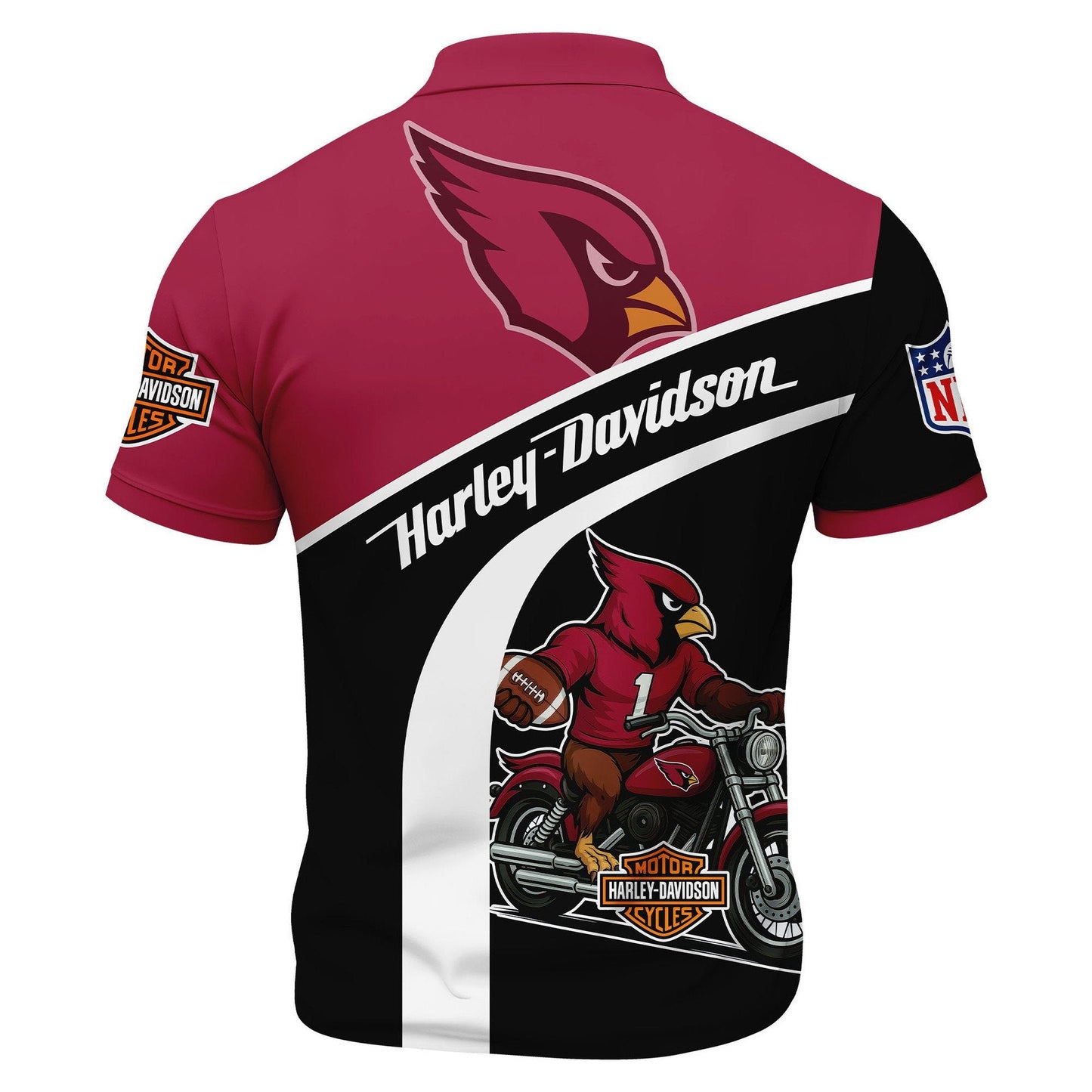 LIMITED EDITION - NEW CUSTOMIZED NFL20 ARC ARIZONA CARDINALS HARLEY-DAVIDSON POLO WITH ZIPPER SHIRT
