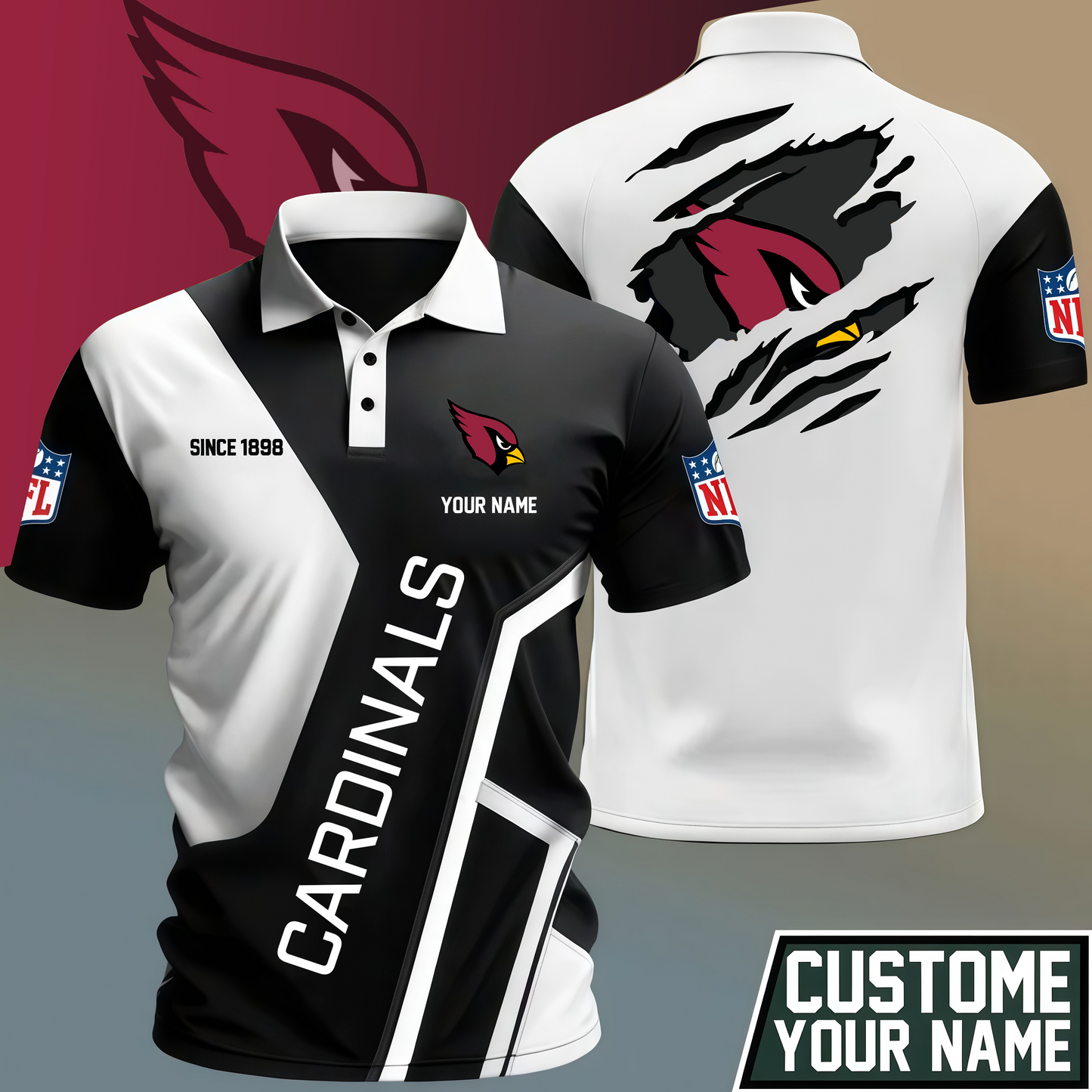 LIMITED EDITION - NEW CUSTOMIZED NFL20 ARC ARIZONA CARDINALS POLO SHIRT