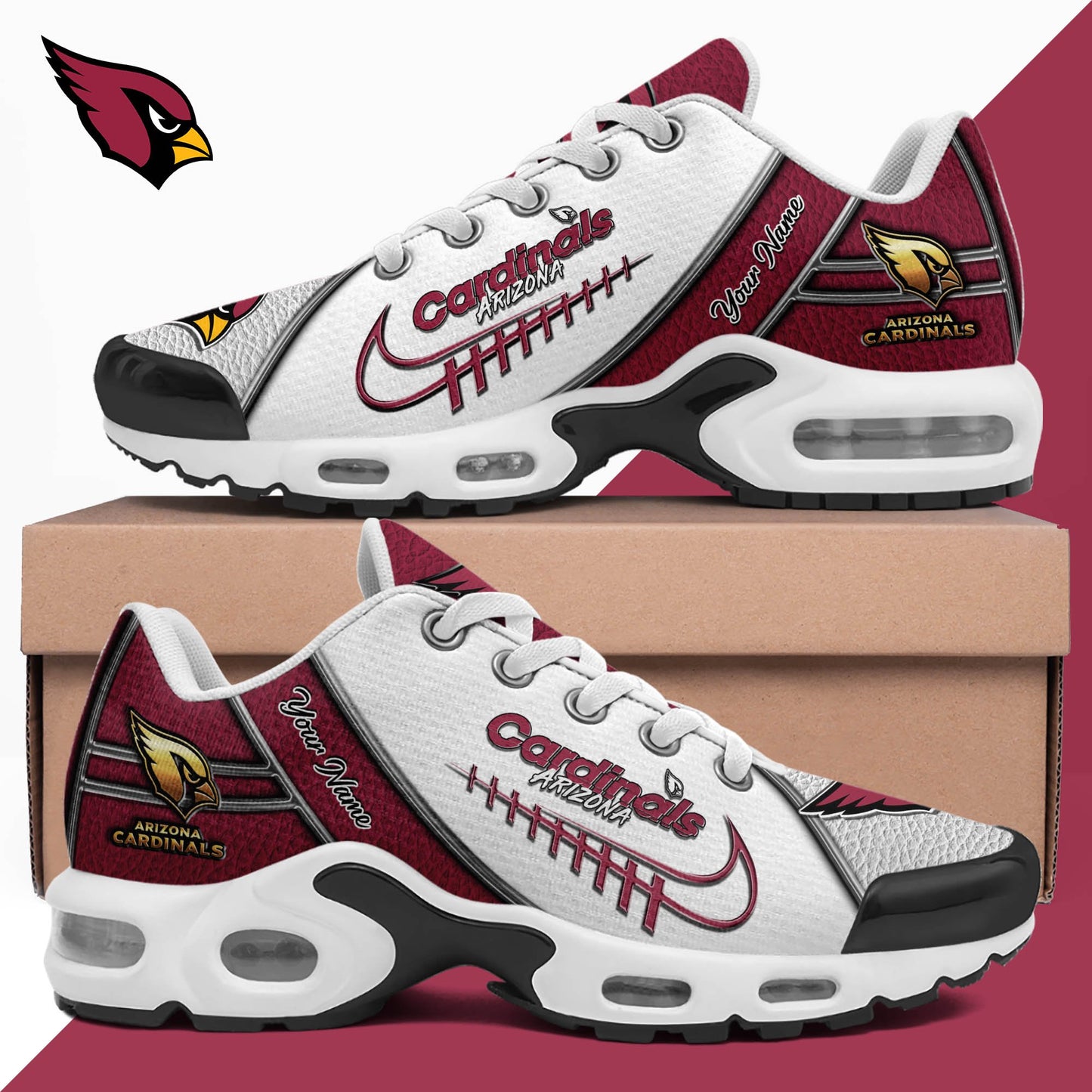 LIMITED EDITION - NEW CUSTOMIZED NFL20 ARC ARIZONA CARDINALS UNISEX AIR MAX PLUS SNEAKERS