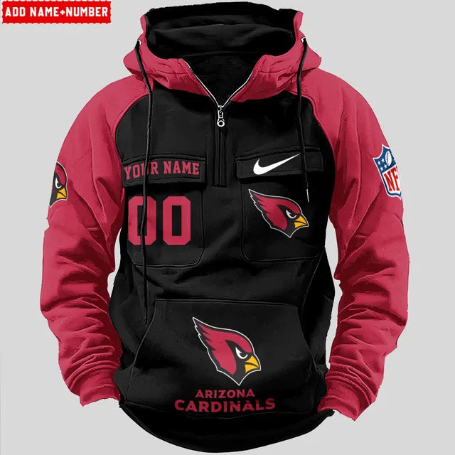 LIMITED EDITION - NEW CUSTOMIZED NFL20 ARC ARIZONA CARDINALS QUARTER ZIP HOODIE