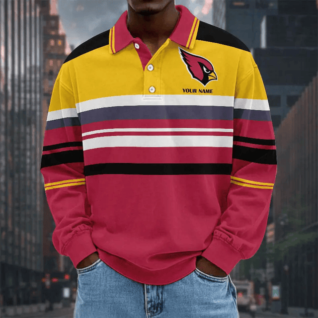 LIMITED EDITION - NEW CUSTOMIZED NFL20 ARC ARIZONA CARDINALS MEN LONG SLEEVE POLO
