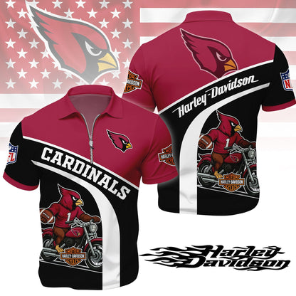LIMITED EDITION - NEW CUSTOMIZED NFL20 ARC ARIZONA CARDINALS HARLEY-DAVIDSON POLO WITH ZIPPER SHIRT
