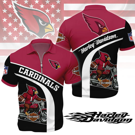 LIMITED EDITION - NEW CUSTOMIZED NFL20 ARC ARIZONA CARDINALS HARLEY-DAVIDSON POLO WITH ZIPPER SHIRT