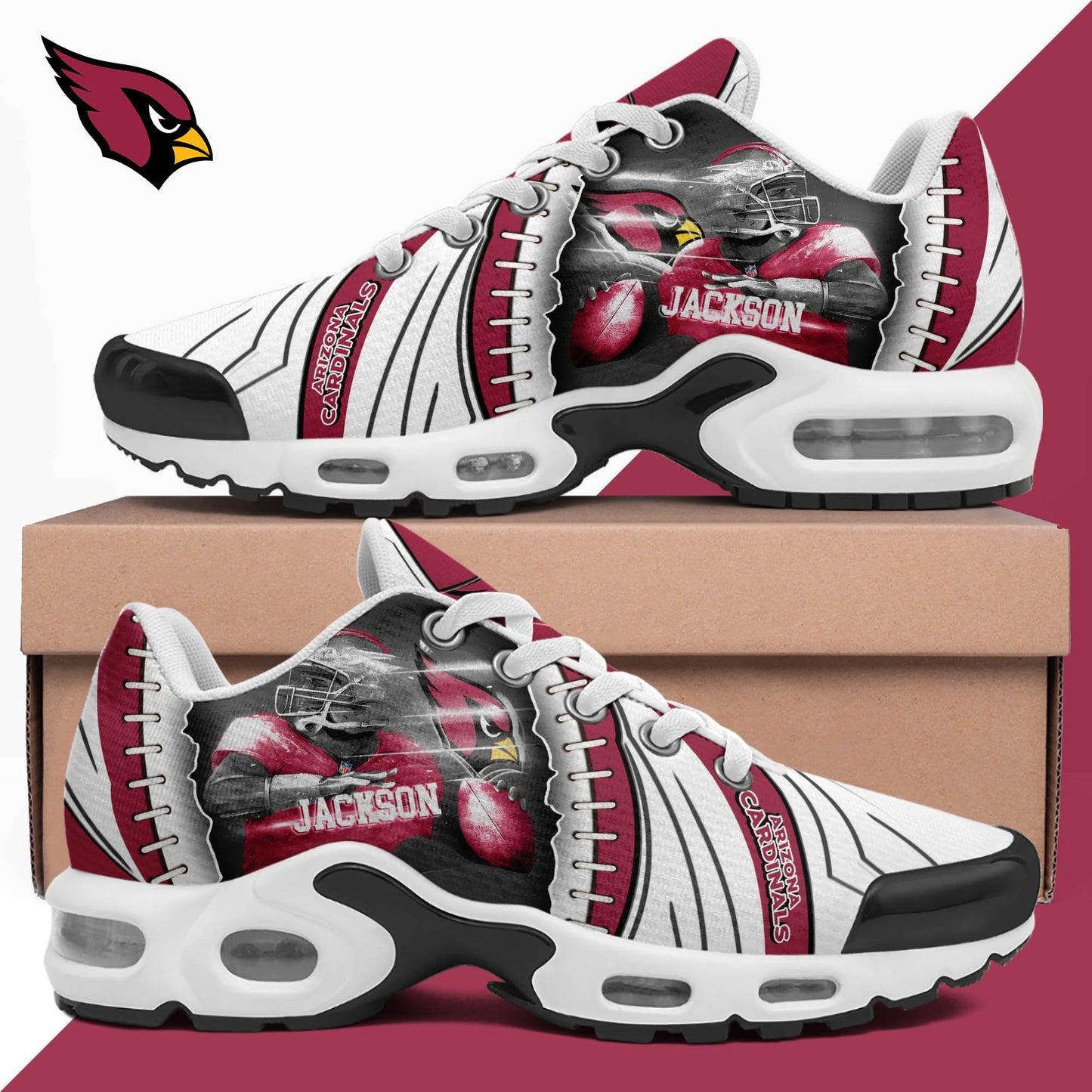 LIMITED EDITION - NEW CUSTOMIZED NFL20 ARC ARIZONA CARDINALS UNISEX AIR MAX PLUS SNEAKERS