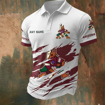 LIMITED EDITION - NEW CUSTOMIZED NHL30 AZC ARIZONA COYOTES POLO SHIRT