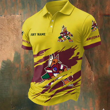 LIMITED EDITION - NEW CUSTOMIZED NHL30 AZC ARIZONA COYOTES POLO SHIRT