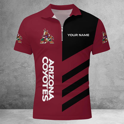 LIMITED EDITION - NEW CUSTOMIZED NHL30 AZC ARIZONA COYOTES ZIP POLO SHIRT