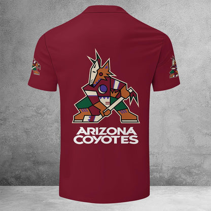 LIMITED EDITION - NEW CUSTOMIZED NHL30 AZC ARIZONA COYOTES ZIP POLO SHIRT