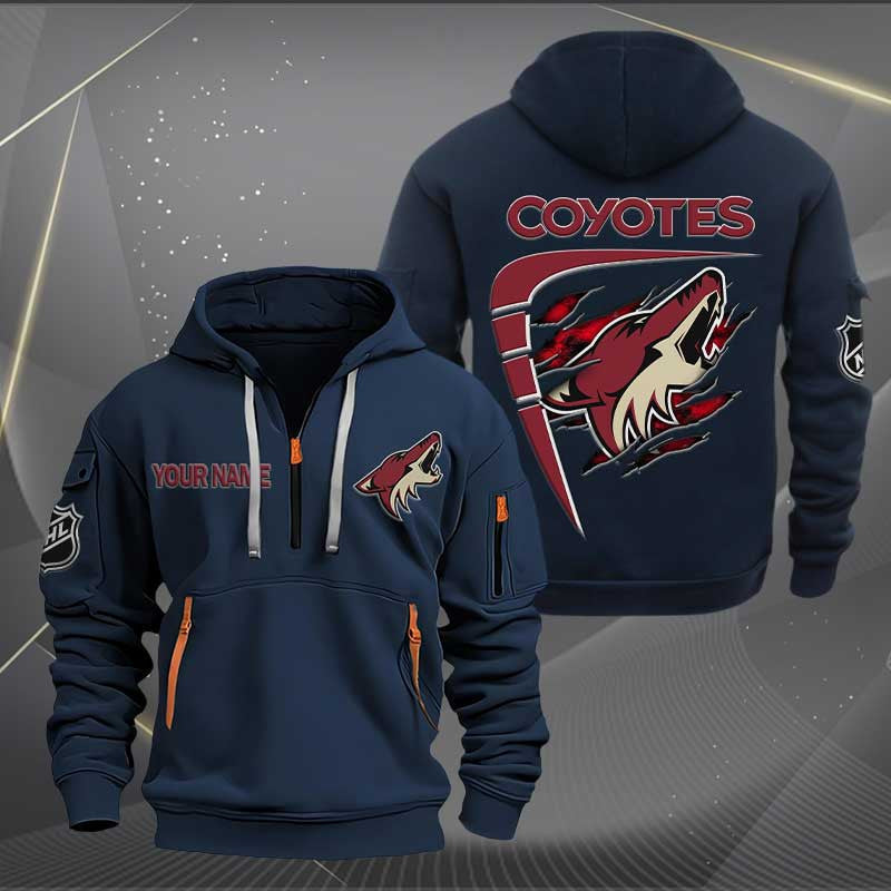 LIMITED EDITION - NEW CUSTOMIZED NHL30 AZC ARIZONA COYOTES QUARTER ZIP HOODIE