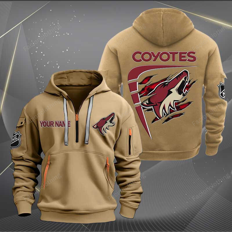 LIMITED EDITION - NEW CUSTOMIZED NHL30 AZC ARIZONA COYOTES QUARTER ZIP HOODIE