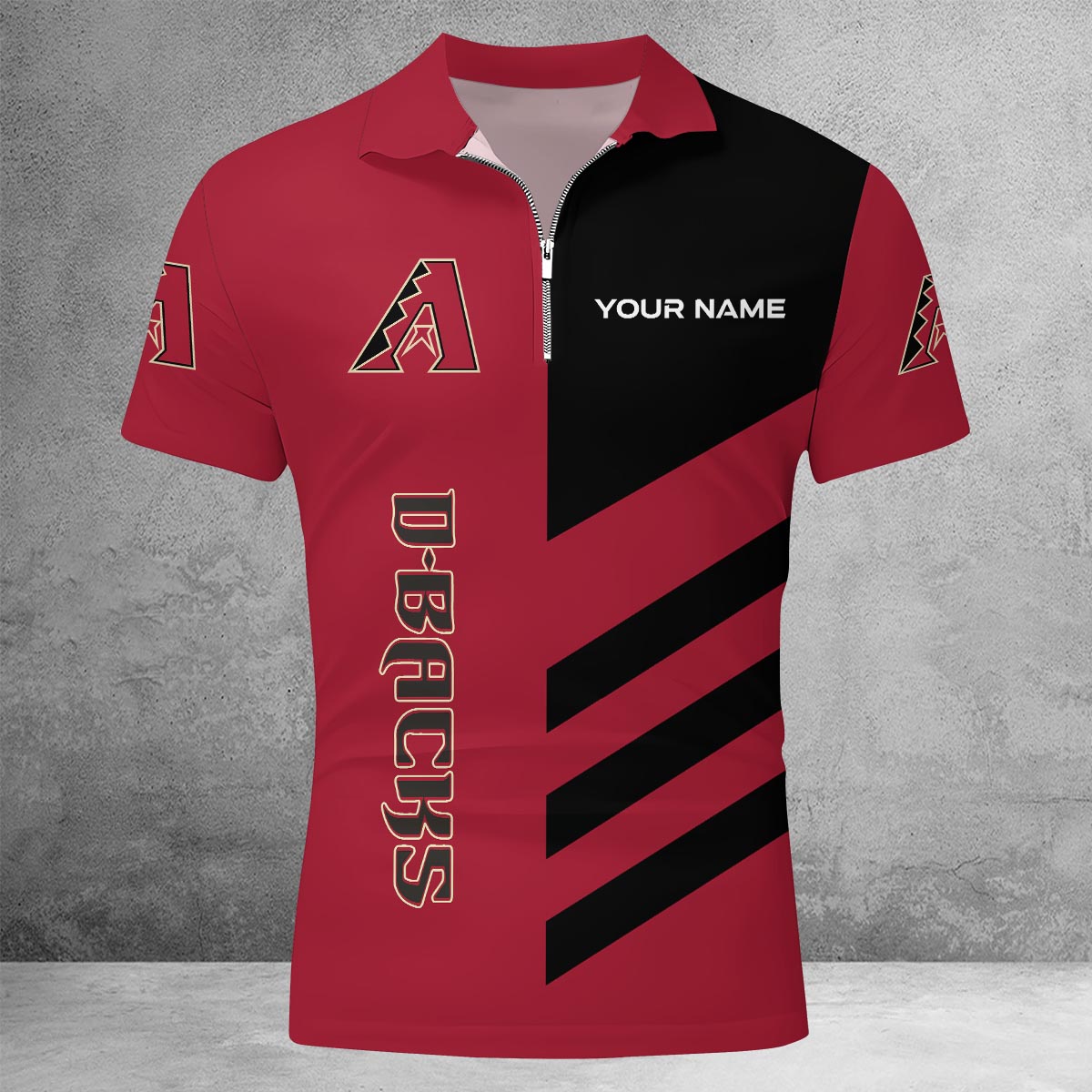 LIMITED EDITION - NEW CUSTOMIZED MLB07 ADS ARIZONA DIAMONDBACKS ZIP POLO SHIRT