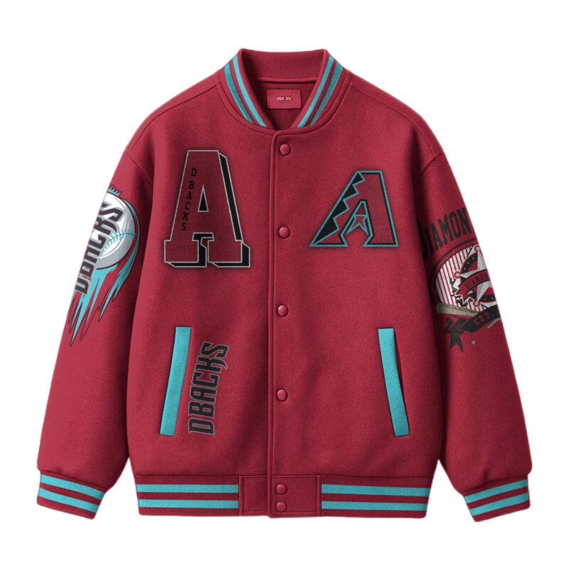 LIMITED EDITION - NEW CUSTOMIZED MLB07 AZ DIAMONDBACKS SATIN VARSITY & BASEBALL JACKET