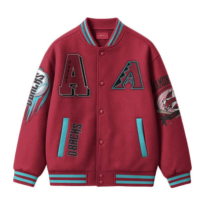 LIMITED EDITION - NEW CUSTOMIZED MLB07 AZ DIAMONDBACKS SATIN VARSITY & BASEBALL JACKET