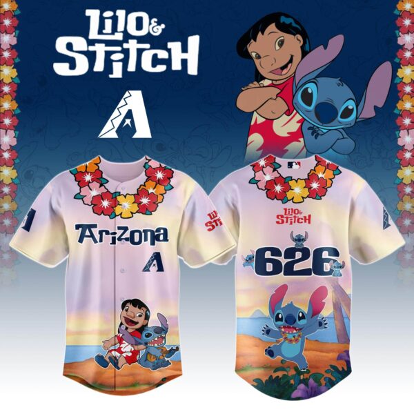 LIMITED EDITION - NEW CUSTOMIZED MLB07 AZ DIAMONDBACKS x LILO & STITCH BASEBALL JERSEY