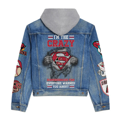 LIMITED EDITION - NEW CUSTOMIZED MLB07 ADS ARIZONA DIAMONDBACKS HOODED DENIM JACKET