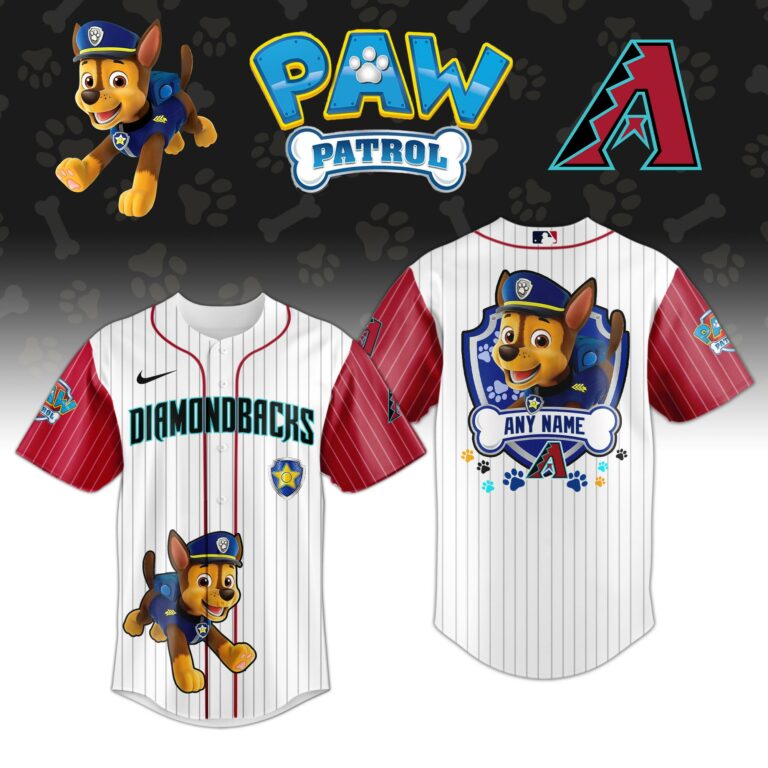 LIMITED EDITION - NEW CUSTOMIZED MLB07 ADS ARIZONA DIAMONDBACKS x PAW PATROL BASEBALL JERSEY & CAP