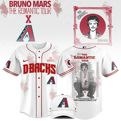 LIMITED EDITION - NEW CUSTOMIZED MLB07 AZ DIAMONDBACKS x BRUNO MARS BASEBALL JERSEY & CAP
