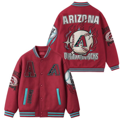 LIMITED EDITION - NEW CUSTOMIZED MLB07 AZ DIAMONDBACKS SATIN VARSITY & BASEBALL JACKET