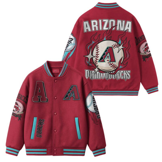 LIMITED EDITION - NEW CUSTOMIZED MLB07 AZ DIAMONDBACKS SATIN VARSITY & BASEBALL JACKET