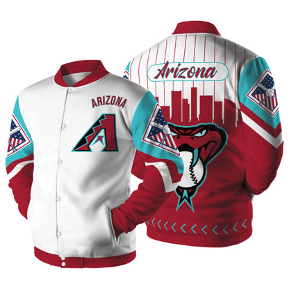 LIMITED EDITION - NEW CUSTOMIZED MLB07 AZ DIAMONDBACKS SATIN VARSITY & BASEBALL JACKET
