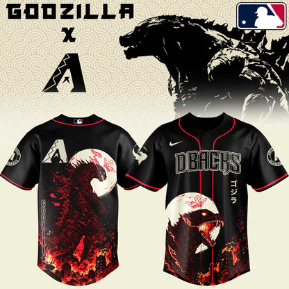 LIMITED EDITION - NEW CUSTOMIZED MLB07 ADS ARIZONA DIAMONDBACKS x GODZILLA BASEBALL JERSEY & CAP