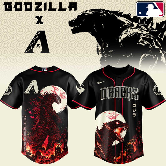 LIMITED EDITION - NEW CUSTOMIZED MLB07 ADS ARIZONA DIAMONDBACKS x GODZILLA BASEBALL JERSEY & CAP